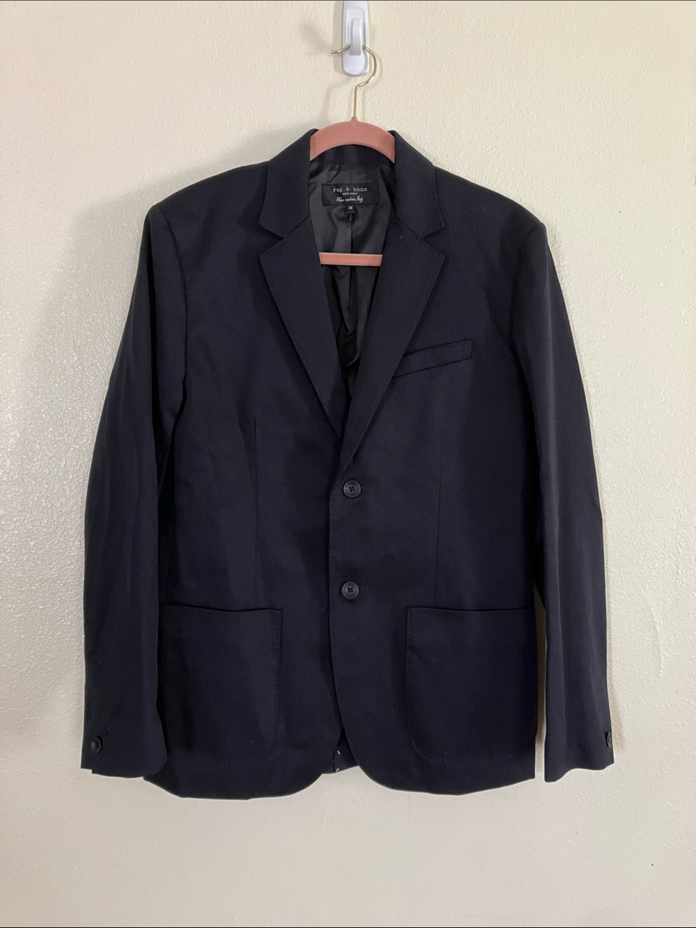 rag & bone X Tessuti di Sondro Navy Wool Blend Blazer, 38